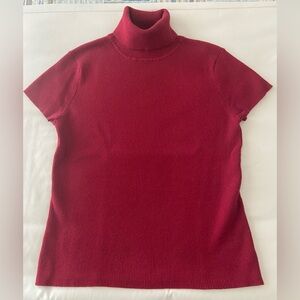 Women’s Deep Red Turtleneck Short Sleeve Sweater by Grace Elements Size M